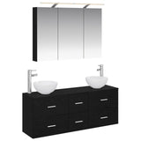 vidaXL Badkamermeubel Set 4 pcs Wit Bewerkt hout en glas