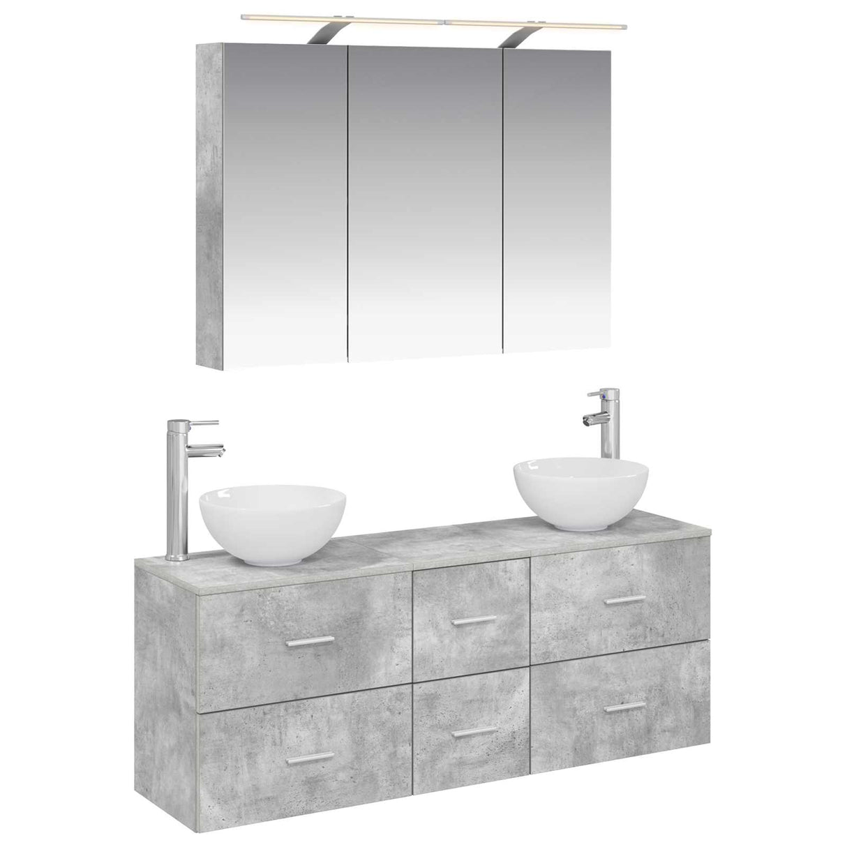 vidaXL Badkamermeubel Set 4 pcs Wit Bewerkt hout en glas