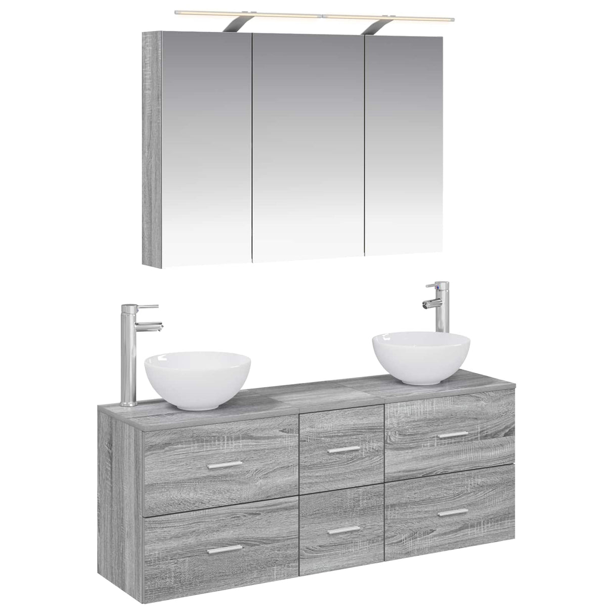 vidaXL Badkamermeubel Set 4 pcs Wit Bewerkt hout en glas