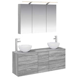 vidaXL Badkamermeubel Set 4 pcs Wit Bewerkt hout en glas