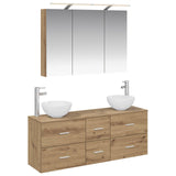 vidaXL Badkamermeubel Set 4 pcs Wit Bewerkt hout en glas