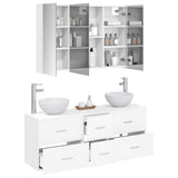 vidaXL Badkamermeubel Set 4 st Wit Bewerkt hout en glas