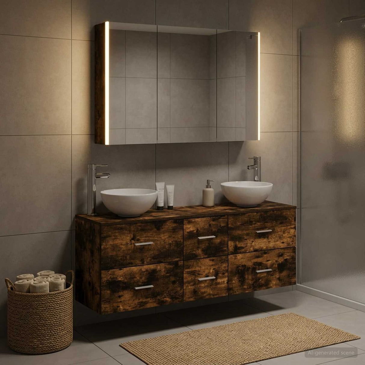 vidaXL Badkamermeubel Set 4 st Wit Bewerkt hout en glas
