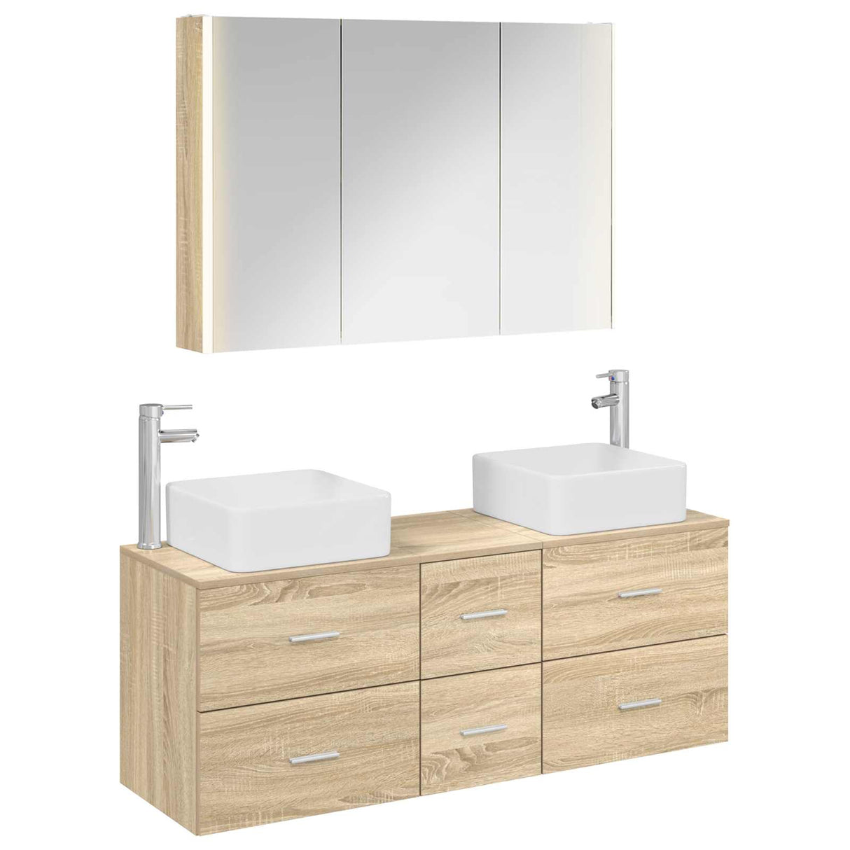 vidaXL Badkamermeubel Set 4 st Sonoma Eiken Bewerkt hout en glas