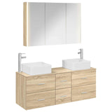 vidaXL Badkamermeubel Set 4 st Sonoma Eiken Bewerkt hout en glas