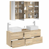vidaXL Badkamermeubel Set 4 st Sonoma Eiken Bewerkt hout en glas