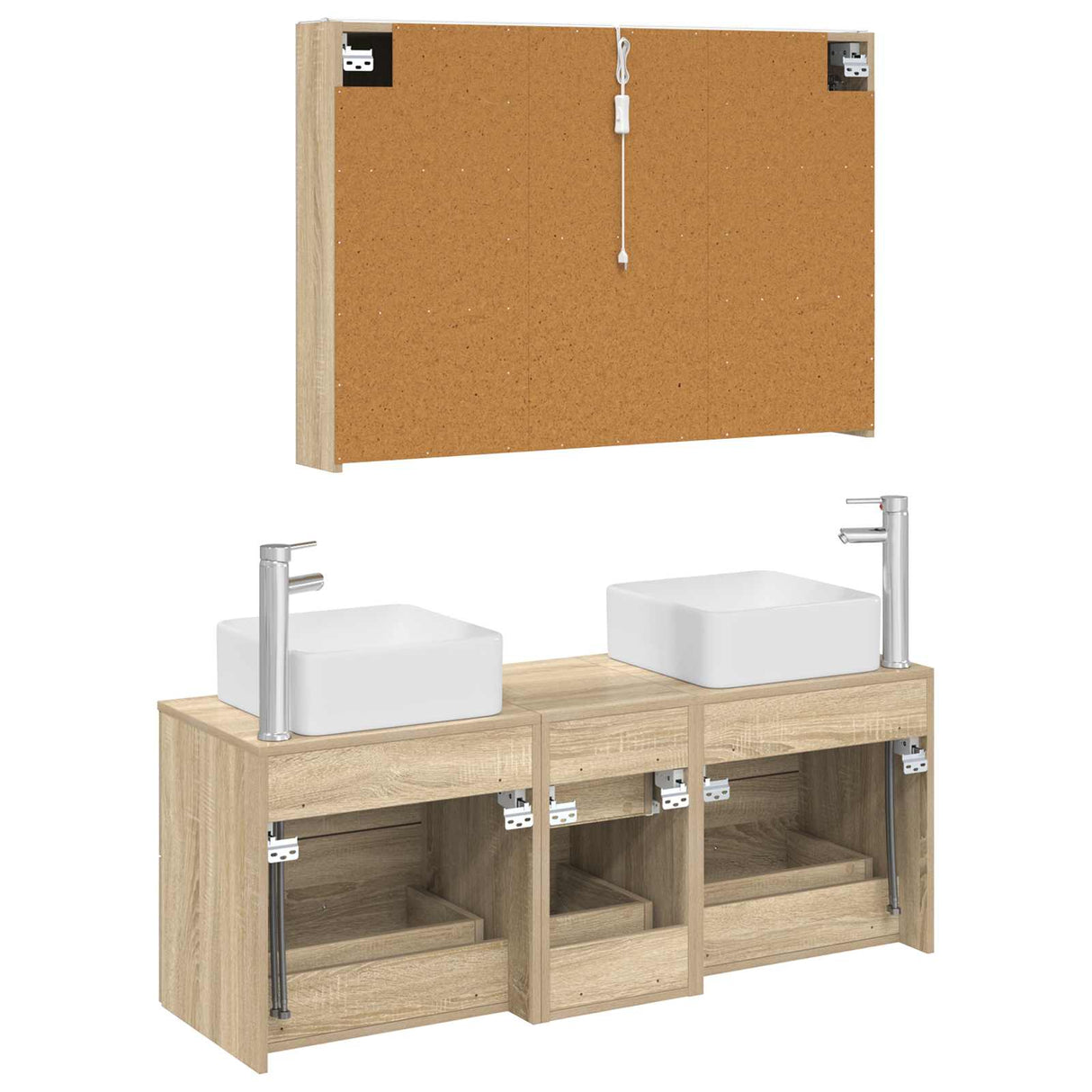 vidaXL Badkamermeubel Set 4 st Sonoma Eiken Bewerkt hout en glas
