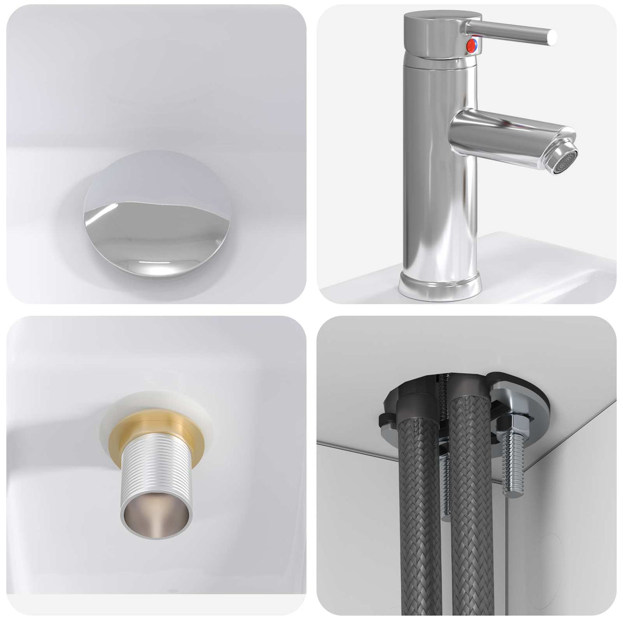 vidaXL Badkamermeubel Set 4 st Wit Bewerkt hout en glas