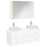 vidaXL Badkamermeubel Set 4 st Wit Bewerkt hout en glas