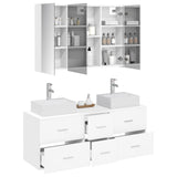 vidaXL Badkamermeubel Set 4 st Wit Bewerkt hout en glas