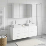 vidaXL Badkamermeubel Set 4 st Wit Bewerkt hout en glas