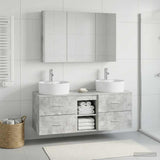 vidaXL Bathroom Furniture Set 4 pcs Concrete Grey Engineered Wood and Glass