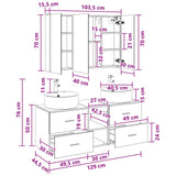 vidaXL Bathroom Furniture Set 4 pcs Concrete Grey Engineered Wood and Glass