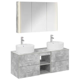 vidaXL Bathroom Furniture Set 4 pcs Concrete Grey Engineered Wood and Glass