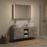vidaXL Bathroom Furniture Set 4 pcs Concrete Grey Engineered Wood and Glass