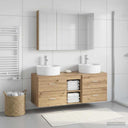 vidaXL Bathroom Furniture Set 4 pcs Concrete Grey Engineered Wood and Glass