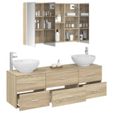 vidaXL Badkamermeubel Set 4 st Sonoma Eiken Bewerkt hout en glas