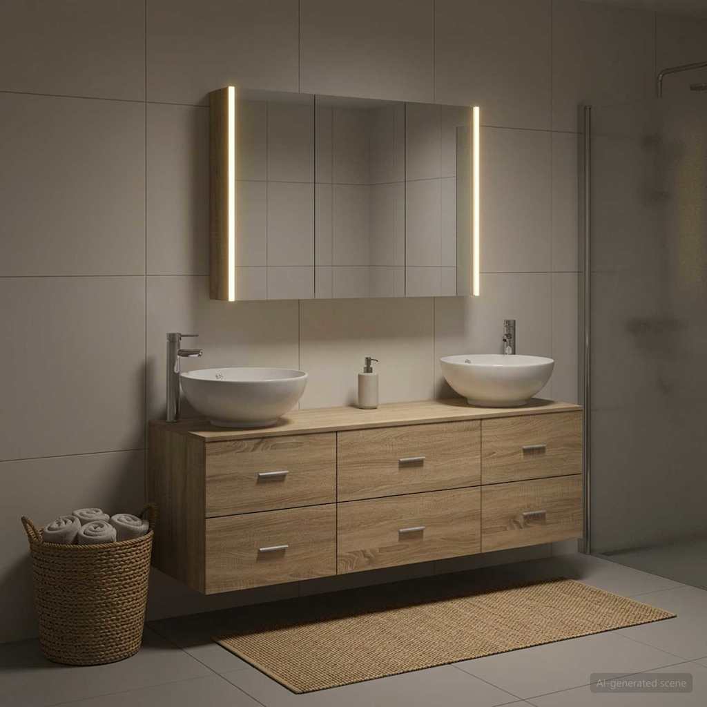 vidaXL Badkamermeubel Set 4 st Sonoma Eiken Bewerkt hout en glas