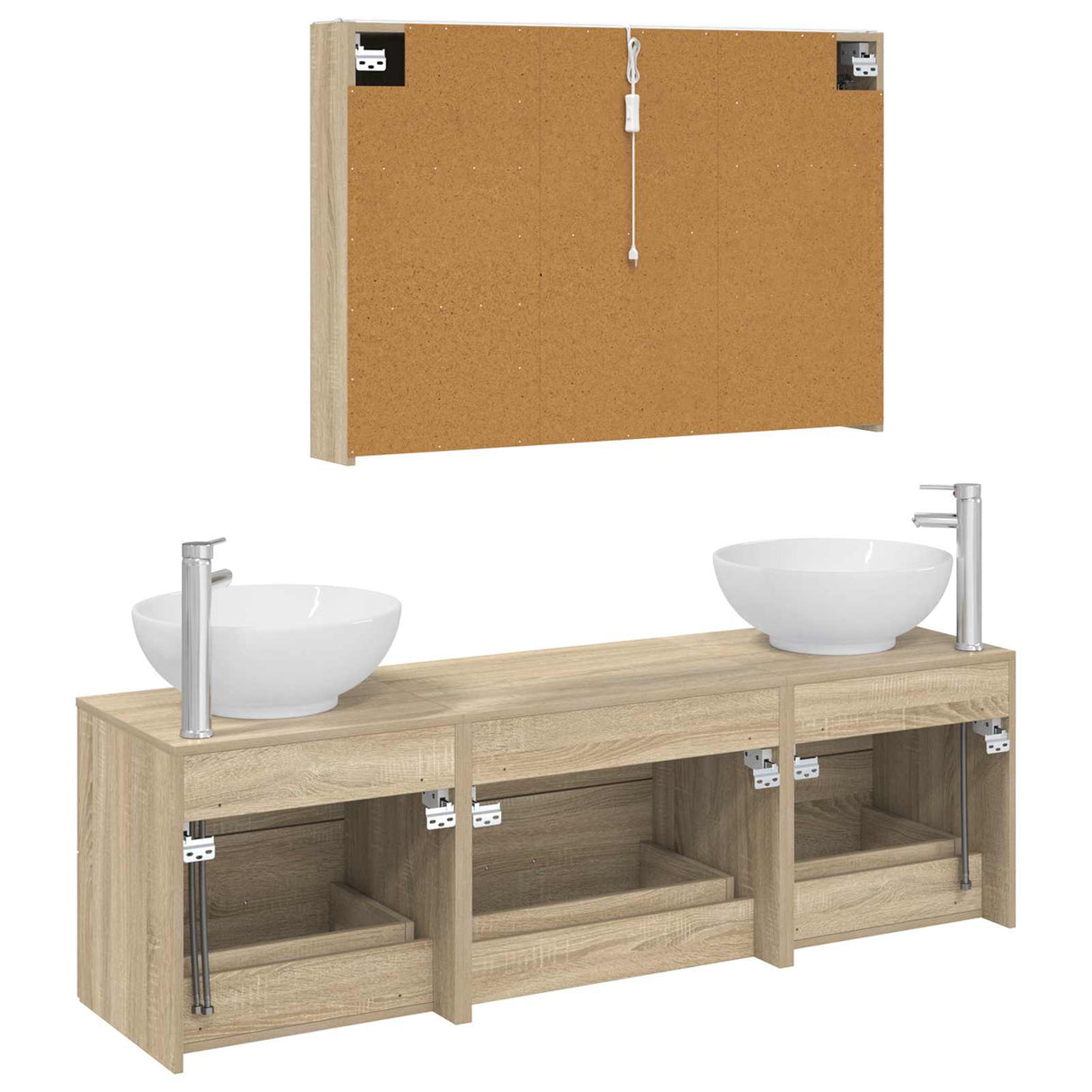 vidaXL Badkamermeubel Set 4 st Sonoma Eiken Bewerkt hout en glas