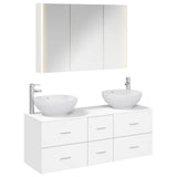 vidaXL Bathroom Furniture Set 4 pcs White Engineered Wood and Glass