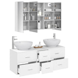 vidaXL Bathroom Furniture Set 4 pcs White Engineered Wood and Glass