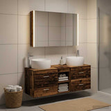 vidaXL Badkamermeubel Set 4 st Oud hout Bewerkt hout en glas