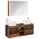 vidaXL Badkamermeubel Set 4 st Oud hout Bewerkt hout en glas
