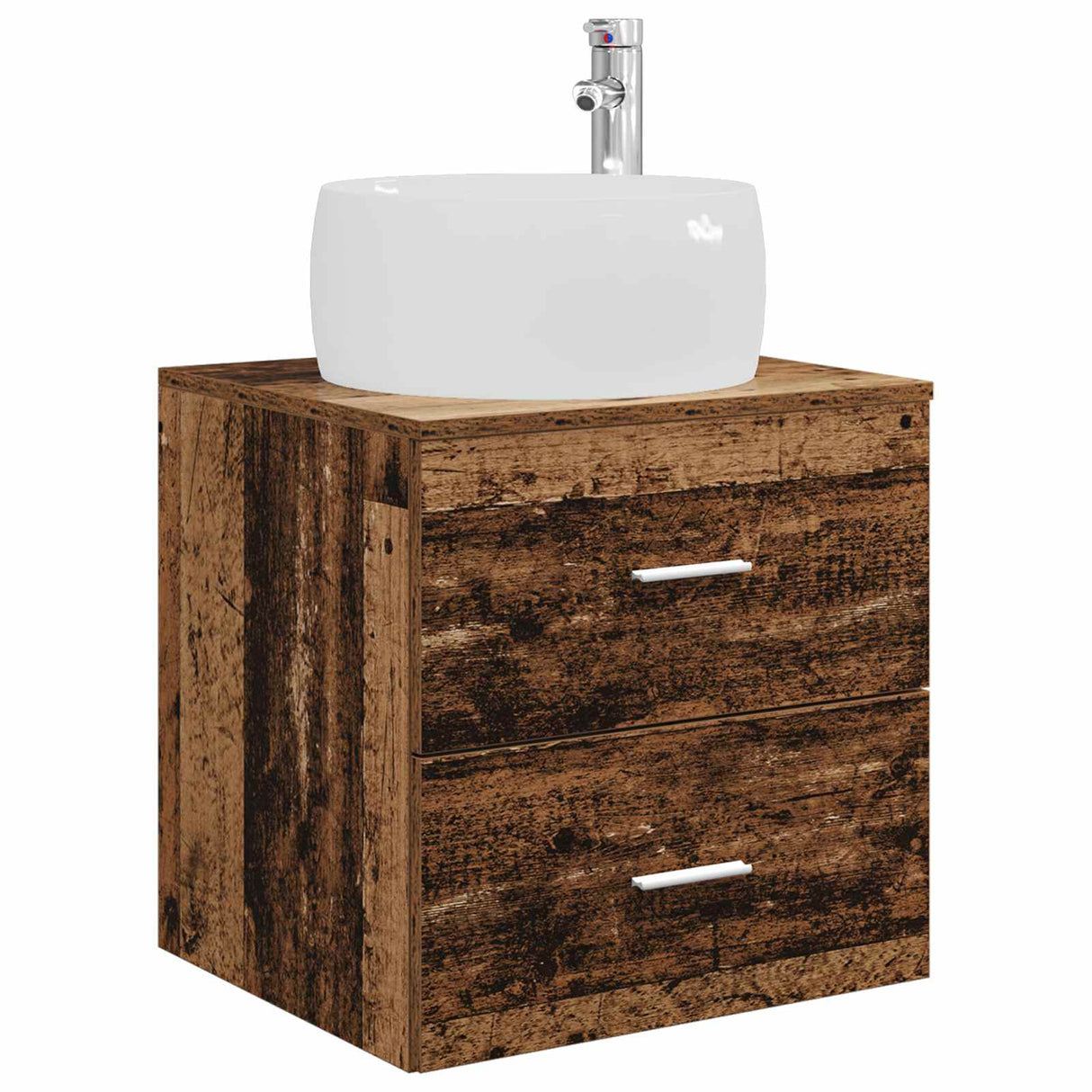 vidaXL Badkamermeubel Set 4 st Oud hout Bewerkt hout en glas