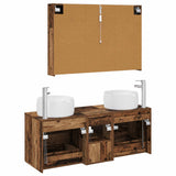 vidaXL Badkamermeubel Set 4 st Oud hout Bewerkt hout en glas