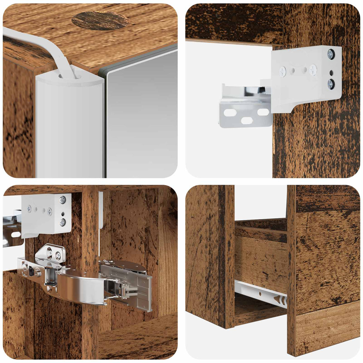 vidaXL Badkamermeubel Set 4 st Oud hout Bewerkt hout en glas