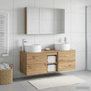 vidaXL Badkamermeubel Set 4 st Oud hout Bewerkt hout en glas