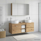 vidaXL Badkamermeubel Set 4 st Oud hout Bewerkt hout en glas