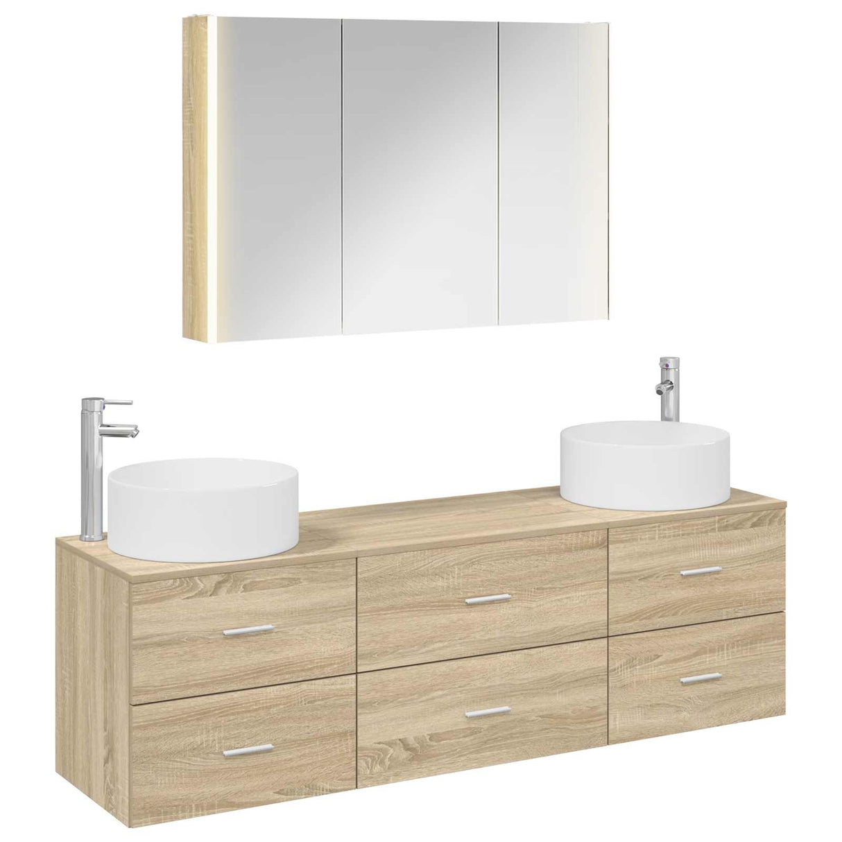 vidaXL Badkamermeubel Set 4 st Sonoma Eiken Bewerkt hout en glas