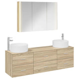 vidaXL Badkamermeubel Set 4 st Sonoma Eiken Bewerkt hout en glas