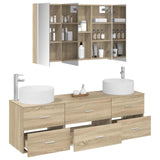 vidaXL Badkamermeubel Set 4 st Sonoma Eiken Bewerkt hout en glas