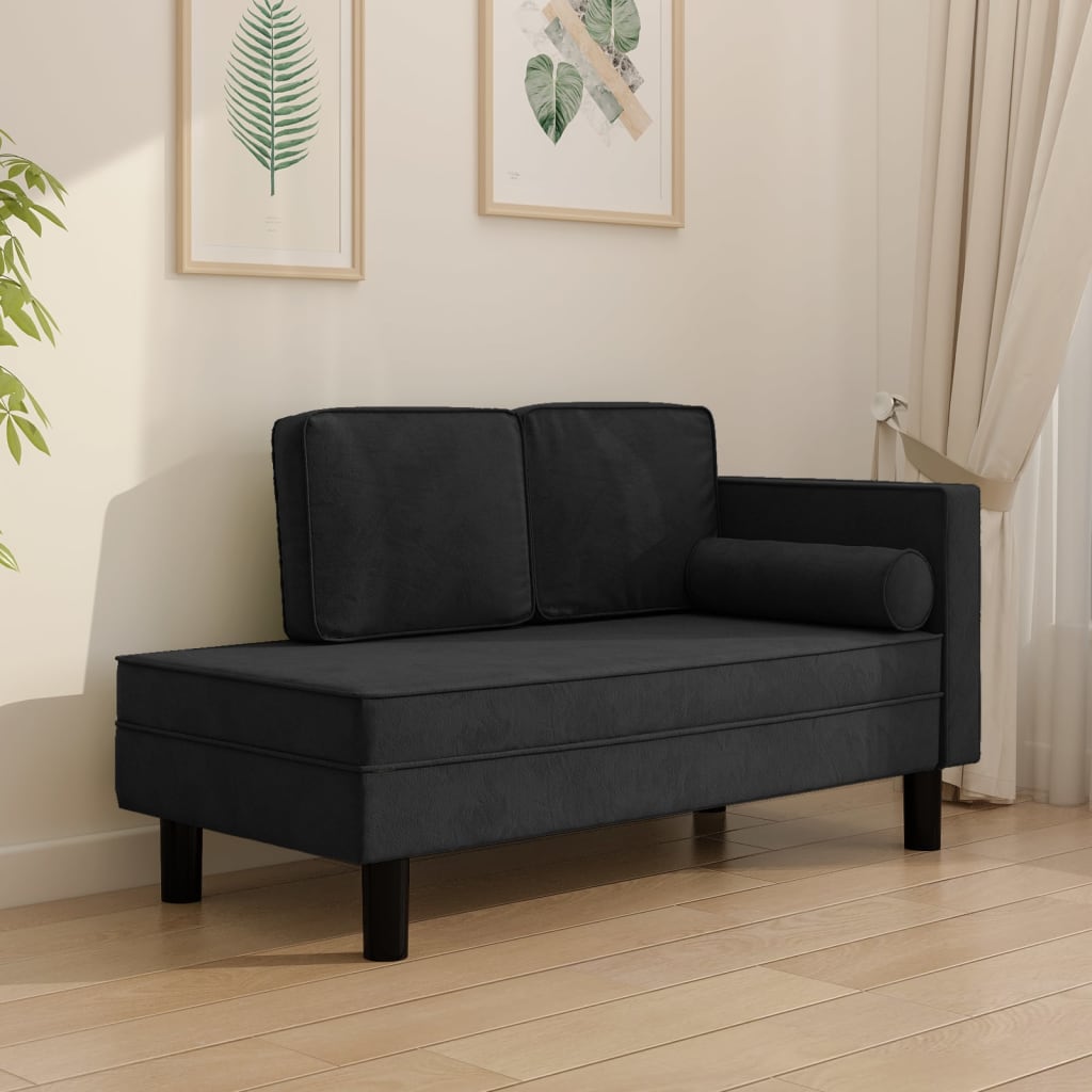 vidaXL Chaise longue met kussens en bolster fluweel lichtgrijs