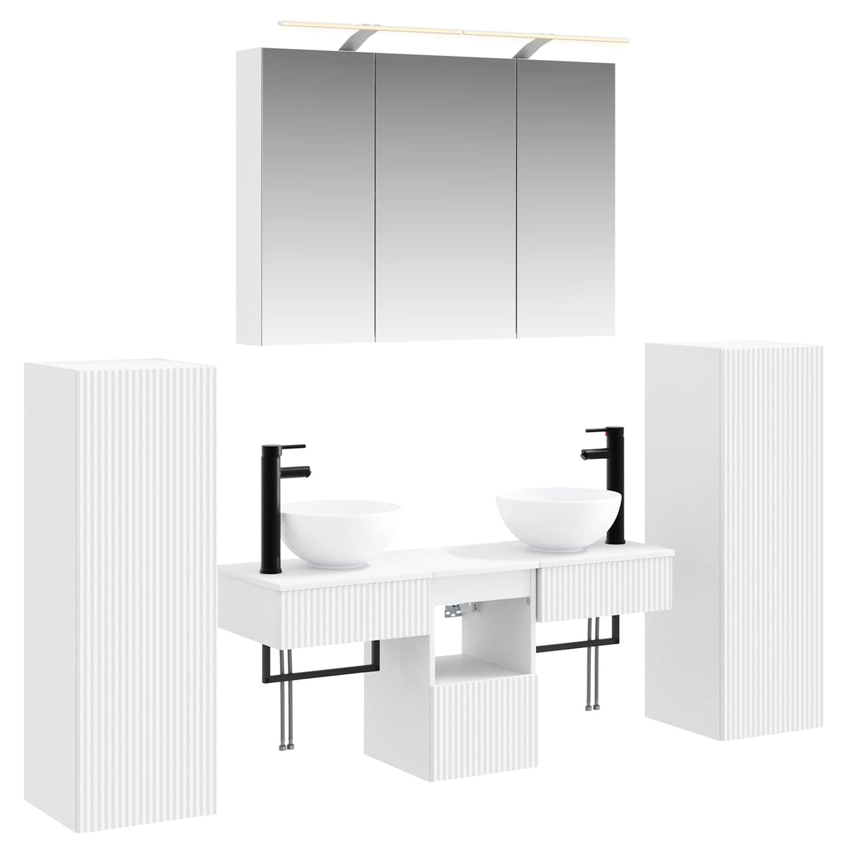 vidaXL Bathroom Furniture Set with Storage 6 pcs White Engineered Wood and Glass