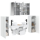 vidaXL Bathroom Furniture Set with Storage 6 pcs White Engineered Wood and Glass