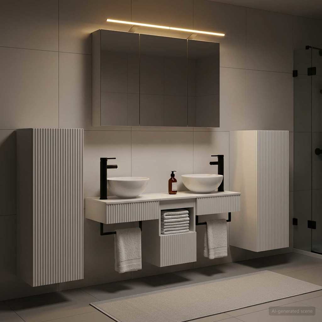 vidaXL Bathroom Furniture Set with Storage 6 pcs White Engineered Wood and Glass