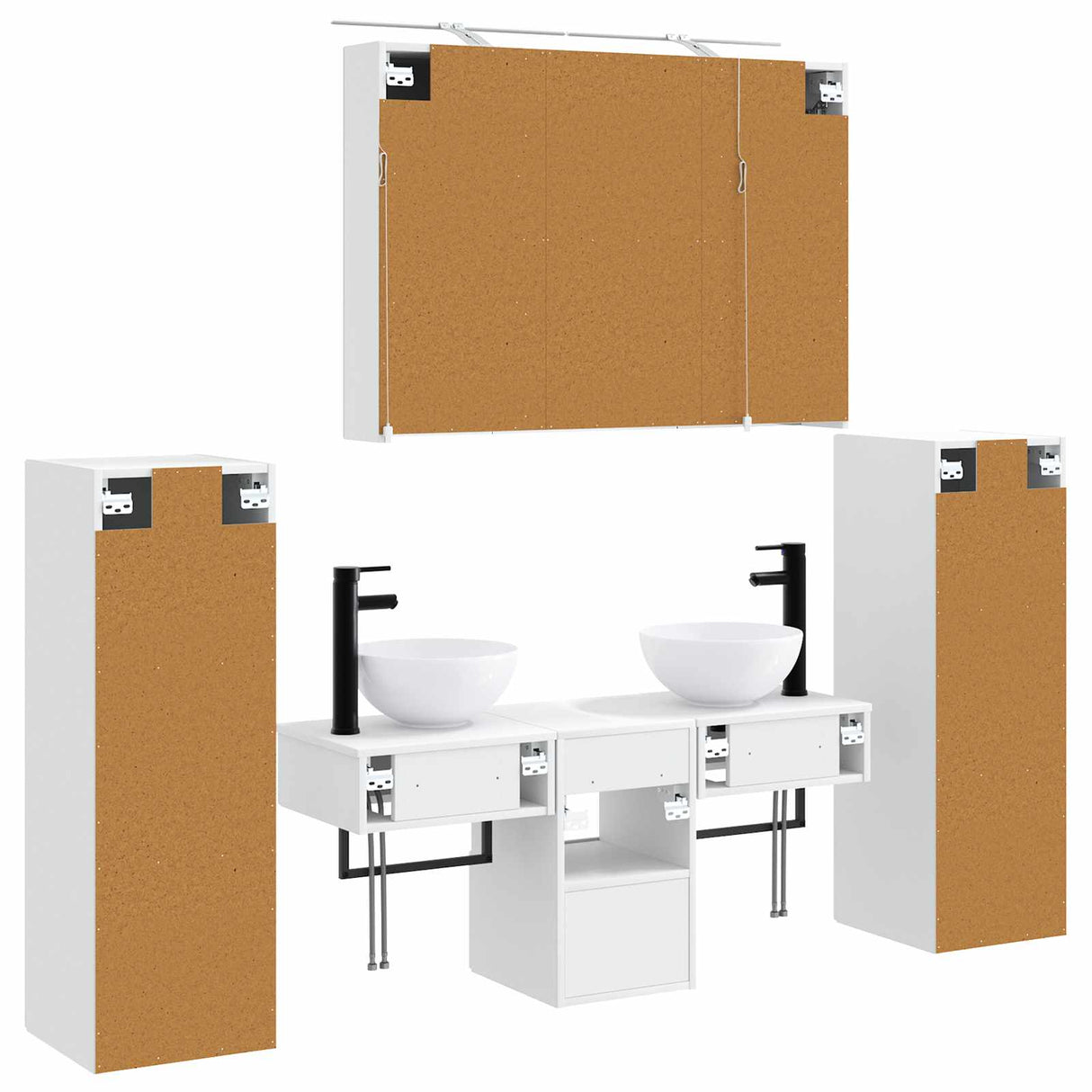 vidaXL Bathroom Furniture Set with Storage 6 pcs White Engineered Wood and Glass
