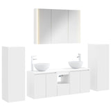 vidaXL Badkamermeubel Set 6 st Wit Bewerkt hout en glas