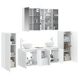 vidaXL Badkamermeubel Set 6 st Wit Bewerkt hout en glas