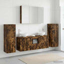 vidaXL Badkamermeubel Set 6 st Wit Bewerkt hout en glas