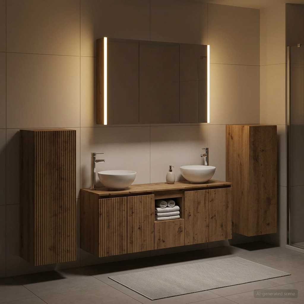 vidaXL Badkamermeubel Set 6 st Wit Bewerkt hout en glas