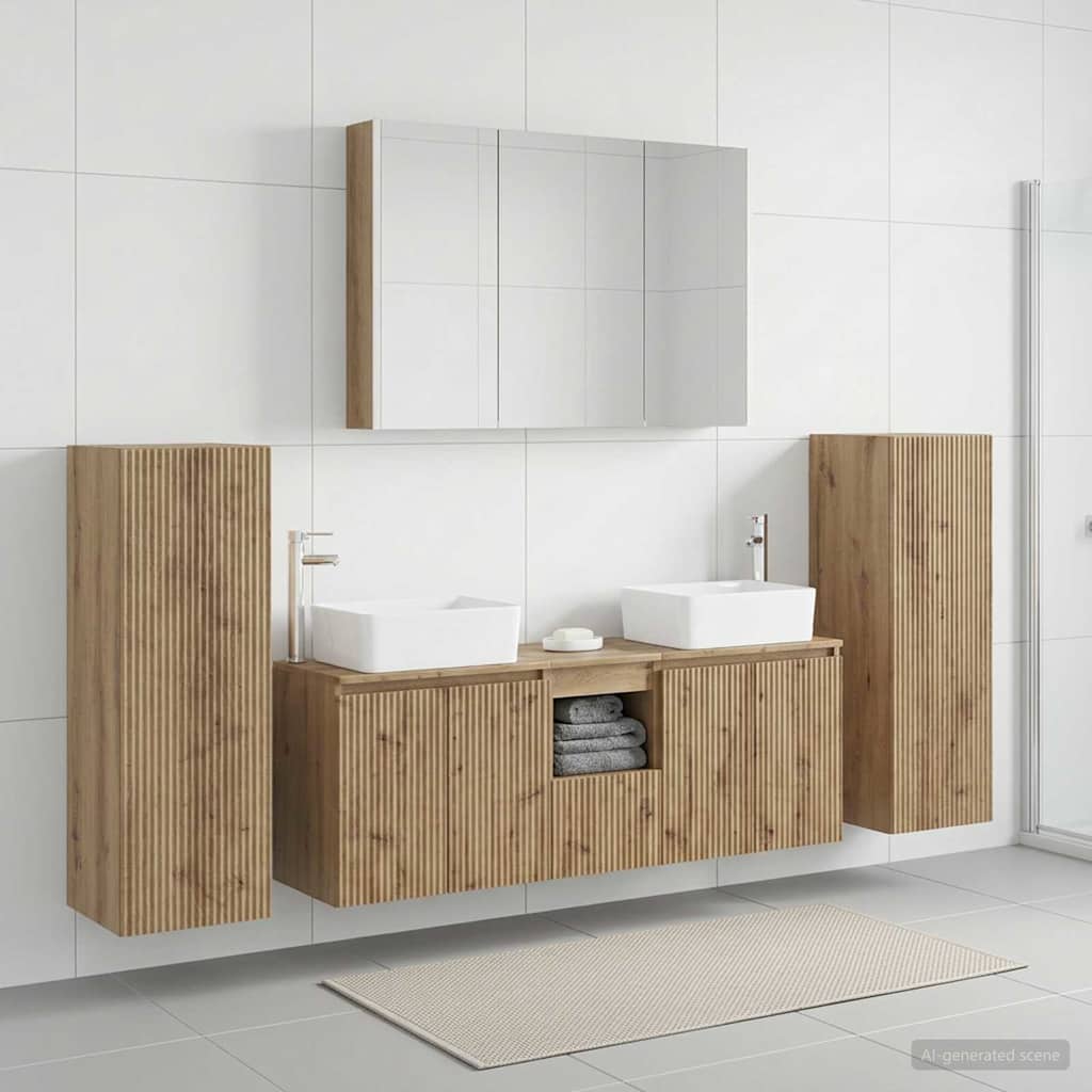 vidaXL Bathroom Furniture Set 6 Pieces Artisanal Oak Engineered Wood and Glass