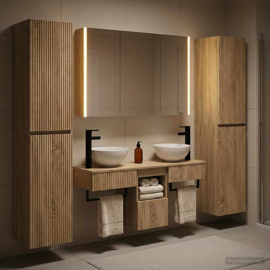 vidaXL Badkamermeubel Set 6 st Sonoma Eiken Bewerkt hout en glas