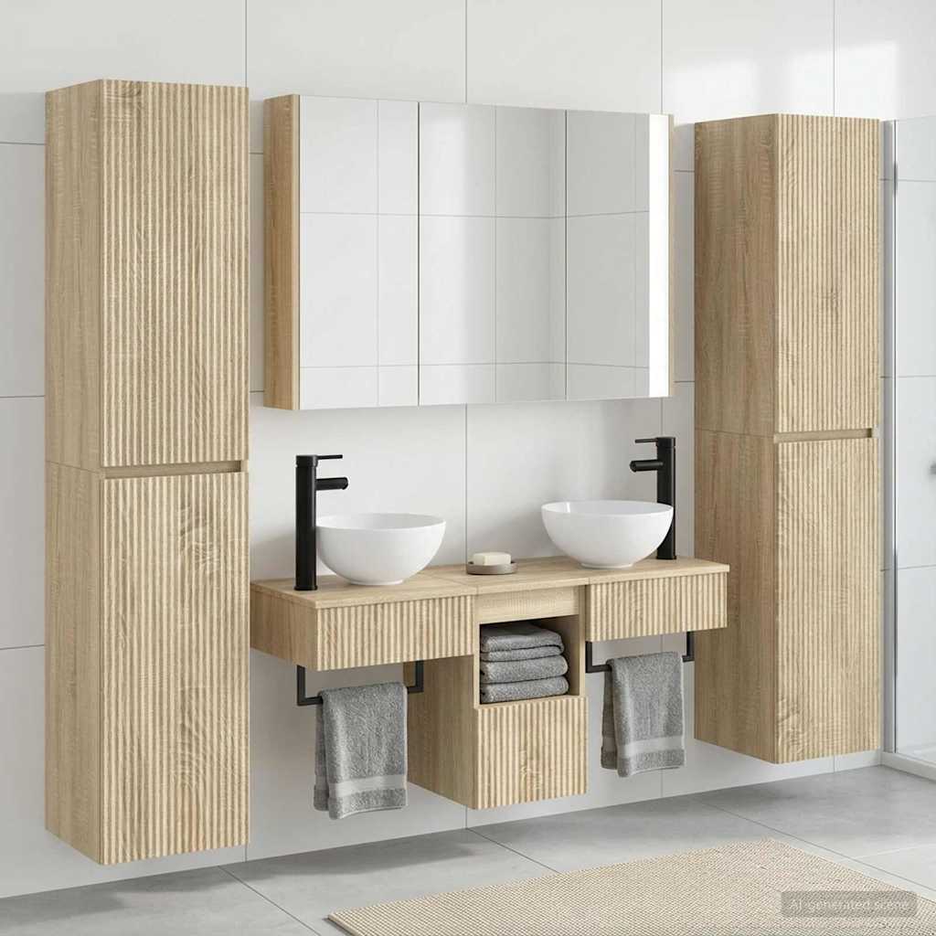 vidaXL Badkamermeubel Set 6 st Sonoma Eiken Bewerkt hout en glas