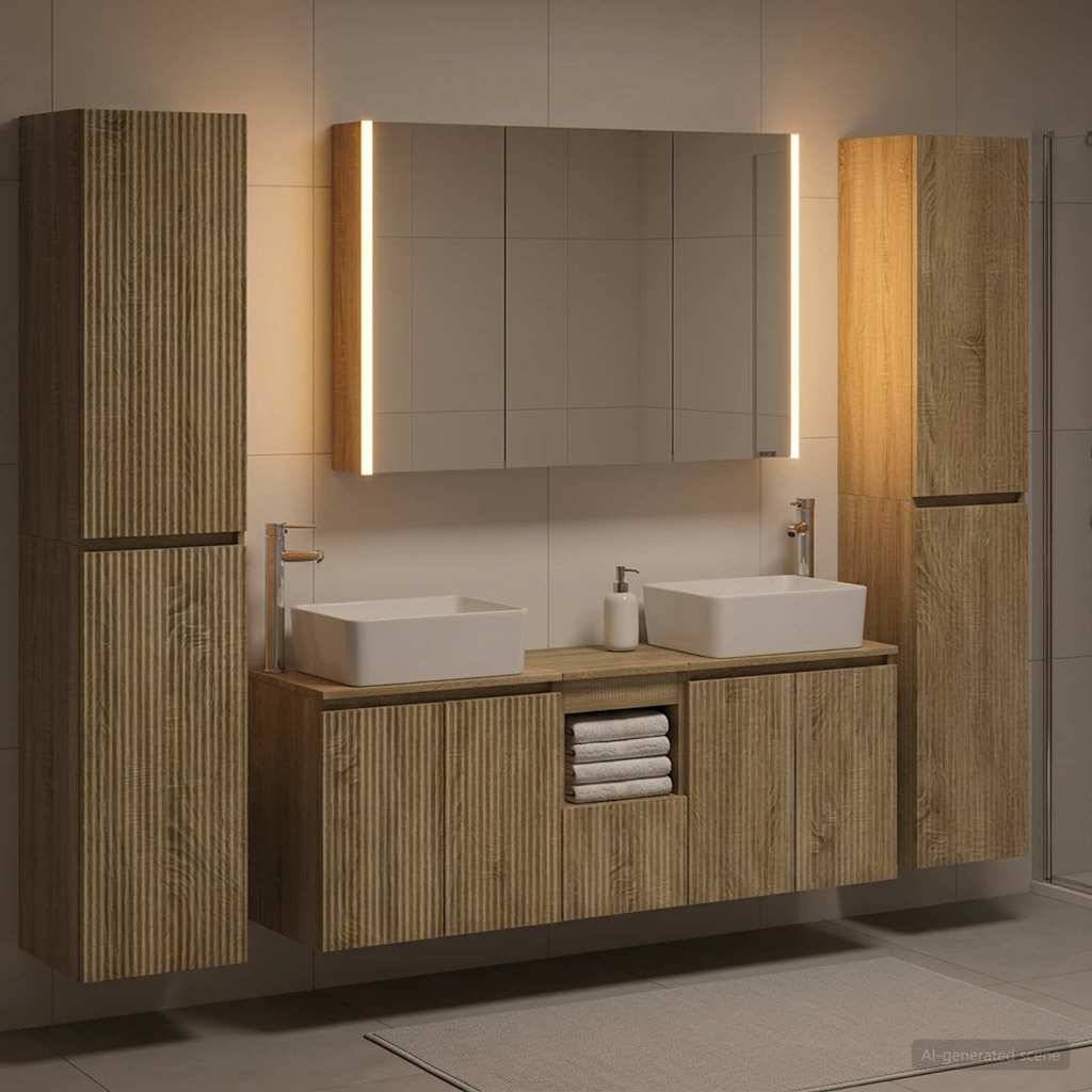 vidaXL Badkamermeubel Set 6 st Sonoma Eiken Bewerkt hout en glas