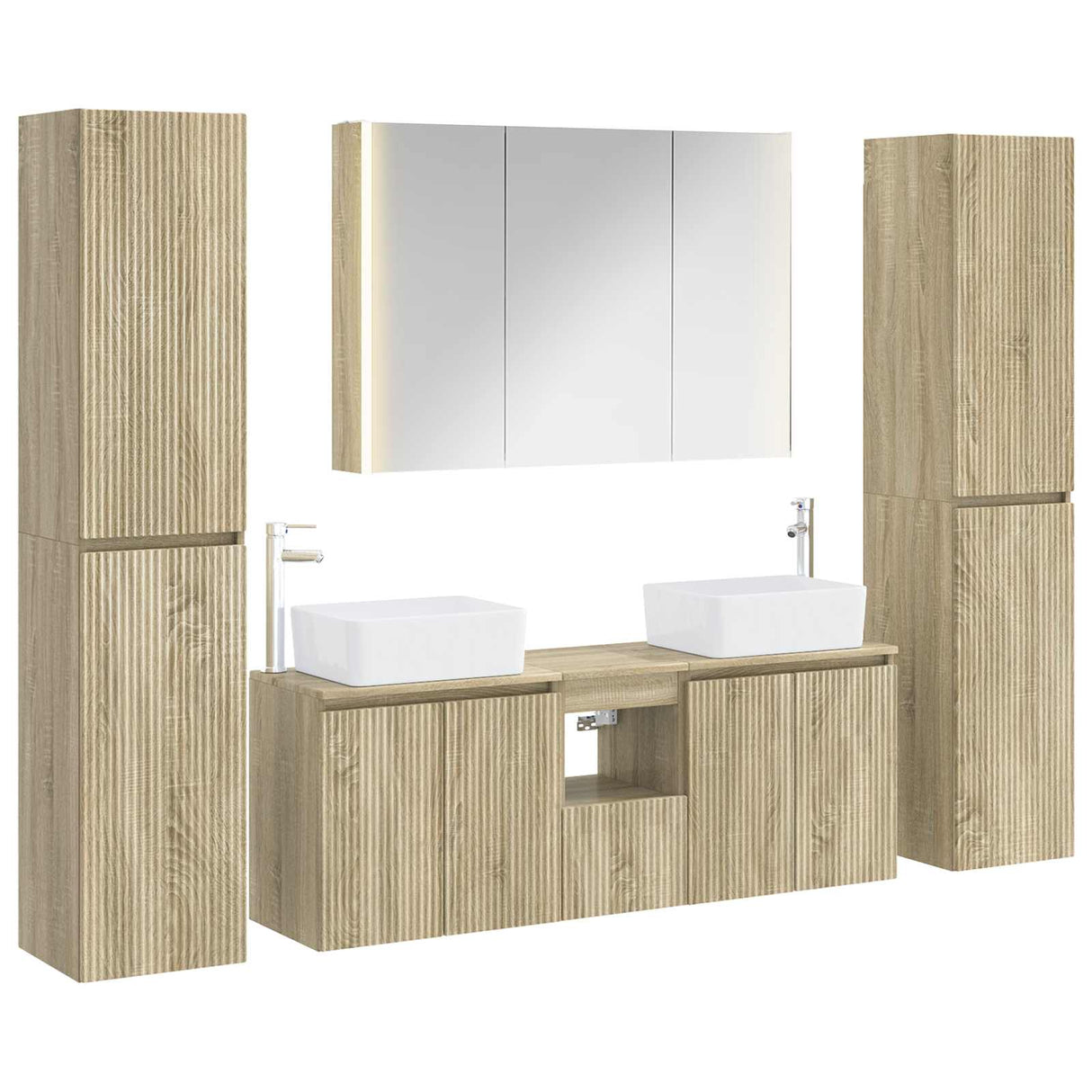 vidaXL Badkamermeubel Set 6 st Sonoma Eiken Bewerkt hout en glas