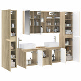 vidaXL Badkamermeubel Set 6 st Sonoma Eiken Bewerkt hout en glas